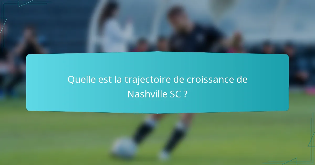 Quelle est la trajectoire de croissance de Nashville SC ?