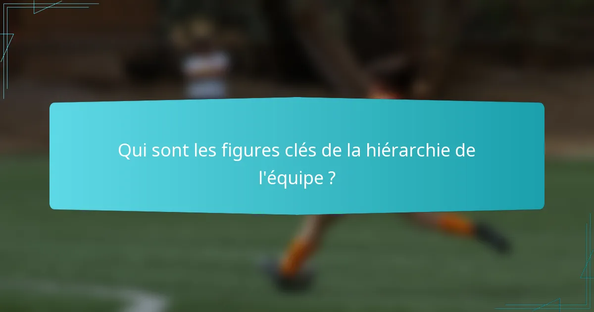 Qui sont les figures clés de la hiérarchie de l'équipe ?
